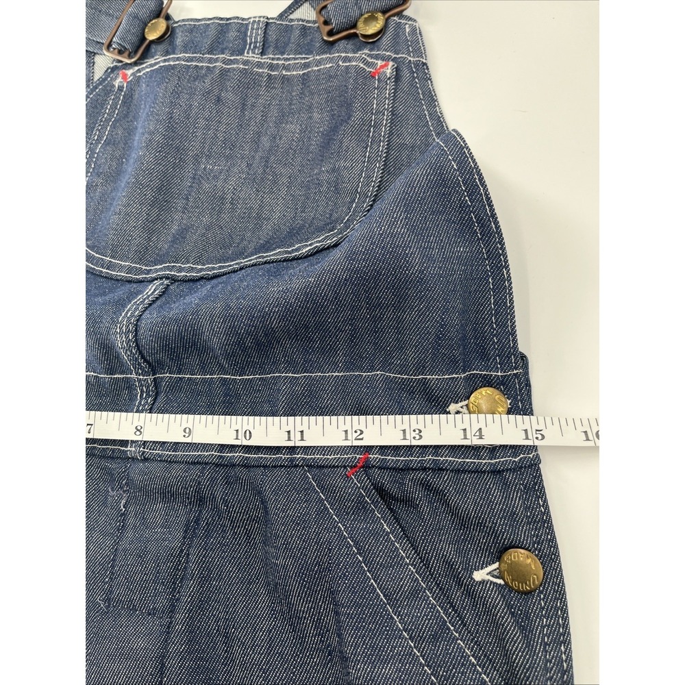 Vintage Union Made Womens Denim Overalls Bib Blue Wash Straight Leg Sz Small - Picture 8 of 10
